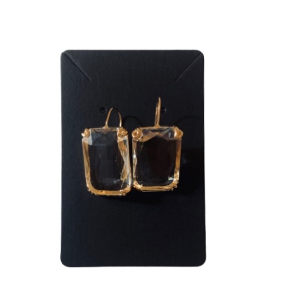 New Crystal Clear Big Square Earrings Drop Dangle - Picture 3 of 12